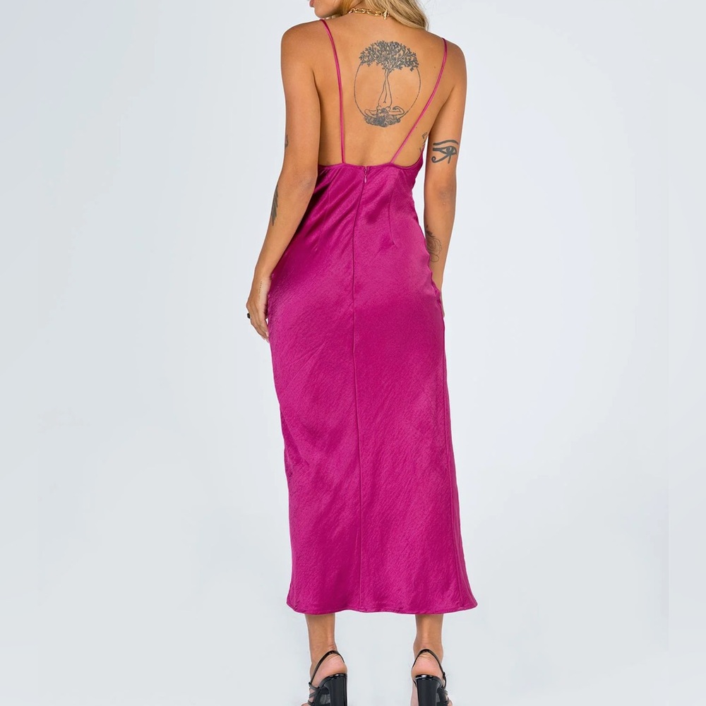 LIONESS Walk The Line Midi Dress in Magenta - Picture 2 of 9